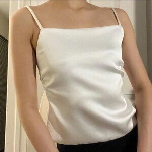 Zara Satin Effect Tie Back Spaghetti Strap Top, M